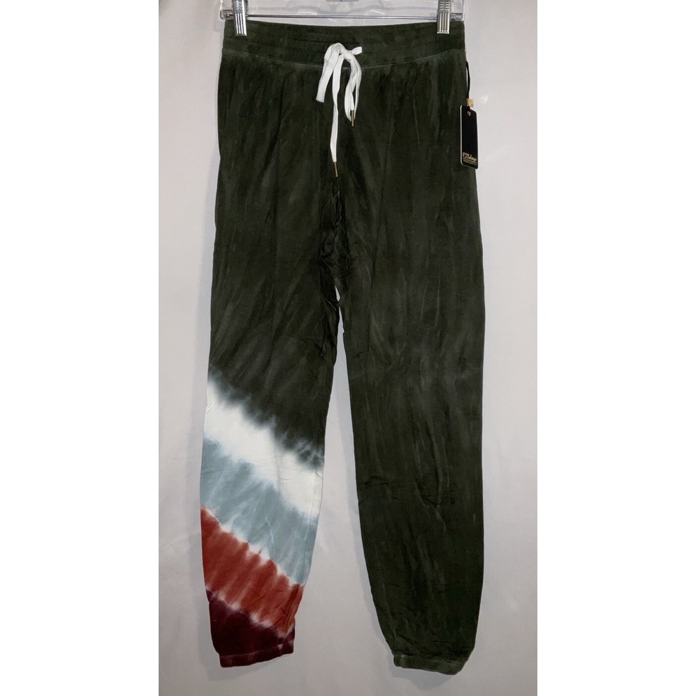 NWT Women's PJ Salvage Sweat Pants Joggers Pajama Lounge Pants Olive Tie Dye  XS
